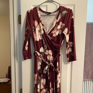 Burgundy Floral Maxi Dress